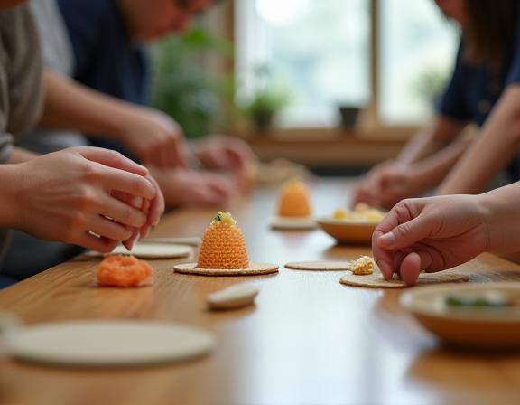 和菓子作り体験の様子